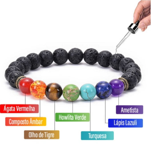 Pulseira vulcânica dos 7 chakras